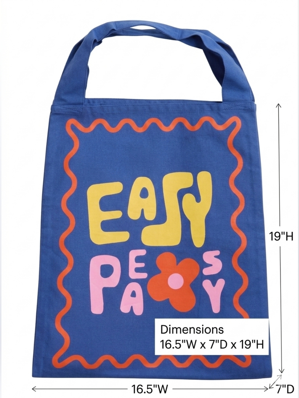 World Market Blue Easy Peasy Canvas Tote Bag - Picture 4 of 4